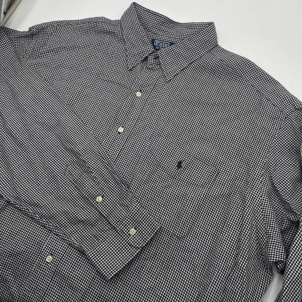 Polo Ralph Lauren Lowell Sport Button Down Shirt XXL Black Gingham Cotton Men
